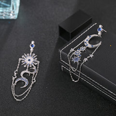 Moon and Star Dangling Earrings
