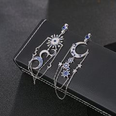 Moon and Star Dangling Earrings
