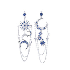 Moon and Star Dangling Earrings