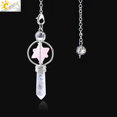 Natural Crystal Hexagram Merkaba Pendant Jewelry