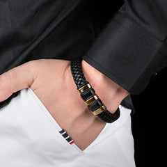 Unisex Titanium Steel Leather Bracelet