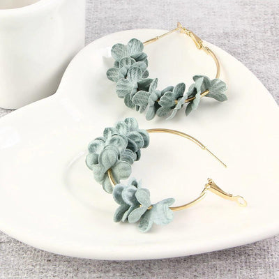 Aussie -Light Blue Floral Hoop Earrings