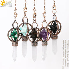 Natural Crystal Hexagram Merkaba Pendant Jewelry