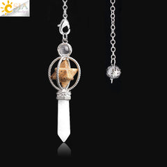 Natural Crystal Hexagram Merkaba Pendant Jewelry