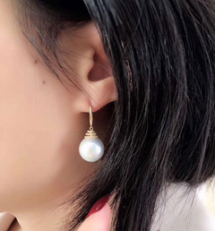 White Pearl Pendant and Earring Set with 18K Gold