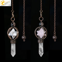 Natural Crystal Hexagram Merkaba Pendant Jewelry