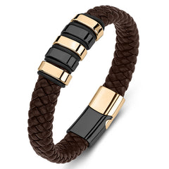 Unisex Titanium Steel Leather Bracelet