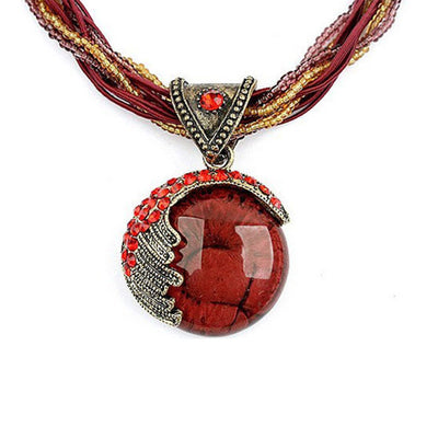 Retro Beaded Gemstone Necklace