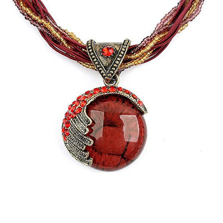Retro Beaded Gemstone Necklace