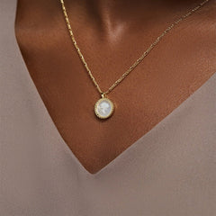 S925 Silver Plated Oval Rose Embossed Necklace