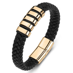 Unisex Titanium Steel Leather Bracelet
