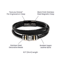 Vegan leather bracelet for Son, with heartfelt message