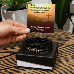 Vegan leather bracelet for Son, with heartfelt message