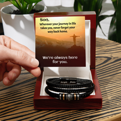 Vegan leather bracelet for Son, with heartfelt message