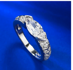 Pear Cut Lab Diamond Ring in 925 Sterling Silver