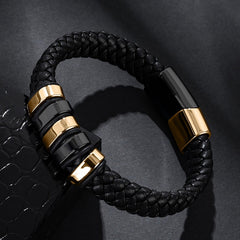 Unisex Titanium Steel Leather Bracelet