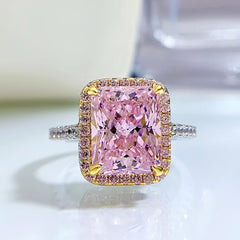 S925 Silver Square Ring with Micro-inlaid Gemstones