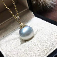White Pearl Pendant and Earring Set with 18K Gold