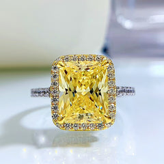 S925 Silver Square Ring with Micro-inlaid Gemstones