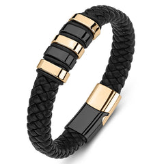 Unisex Titanium Steel Leather Bracelet