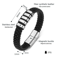 Unisex Titanium Steel Leather Bracelet