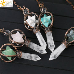 Natural Crystal Hexagram Merkaba Pendant Jewelry
